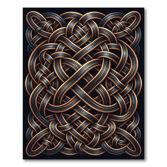 Black and Copper Intricate Celtic Knot Rug