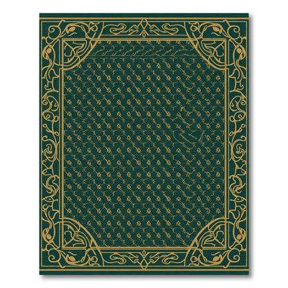 Emerald Green Floral Crest Border Rug