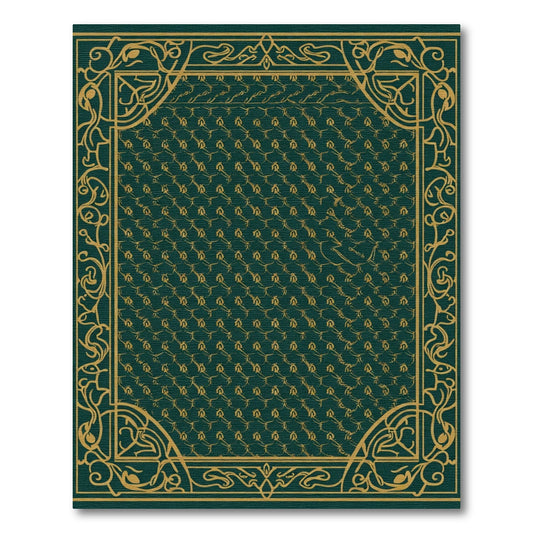 Emerald Green Floral Crest Border Rug