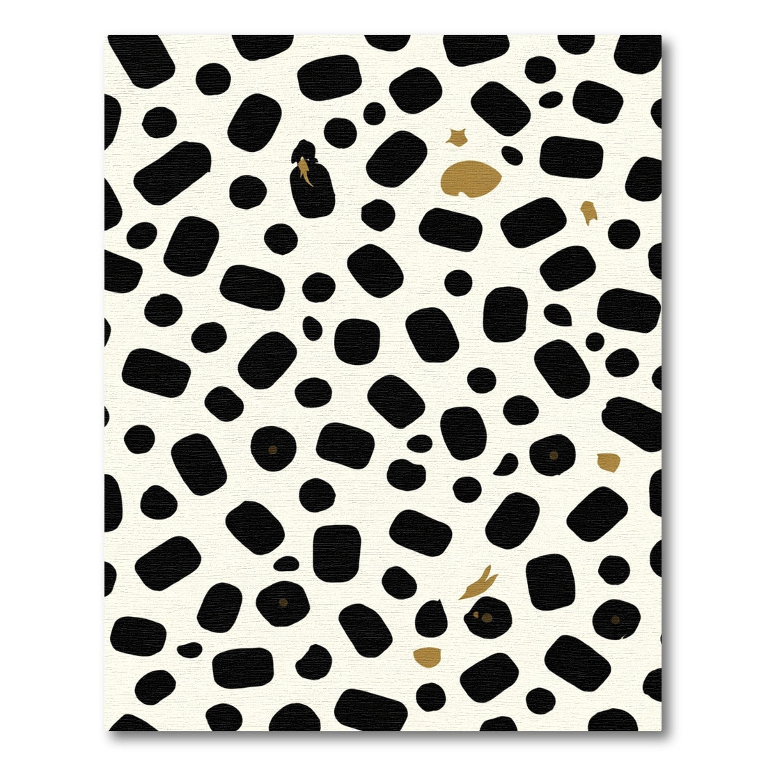 Black White Gold Spotted Abstract Rug