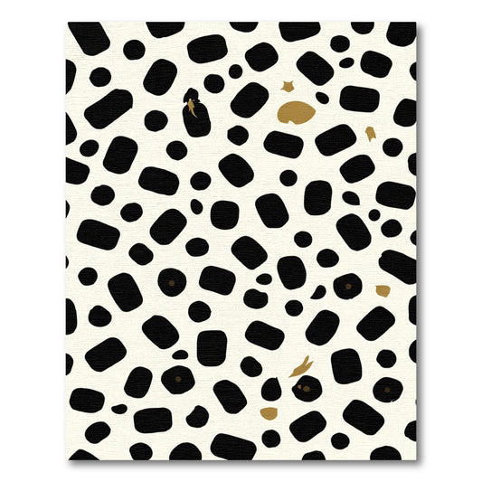 Black White Gold Spotted Abstract Rug