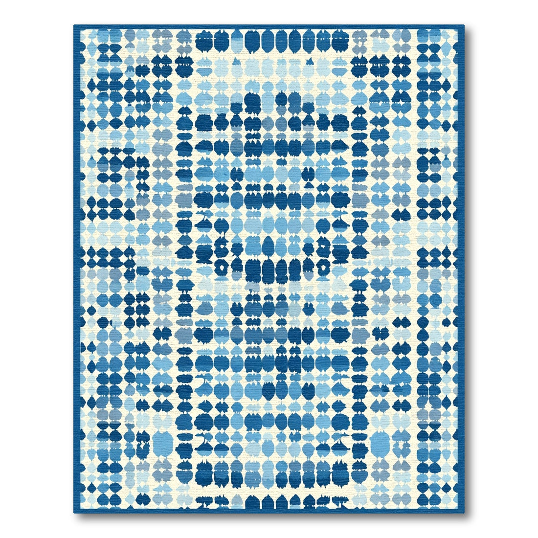 Aqua Blue Blob Grid Composition Rug