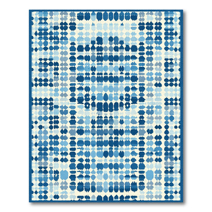 Aqua Blue Blob Grid Composition Rug