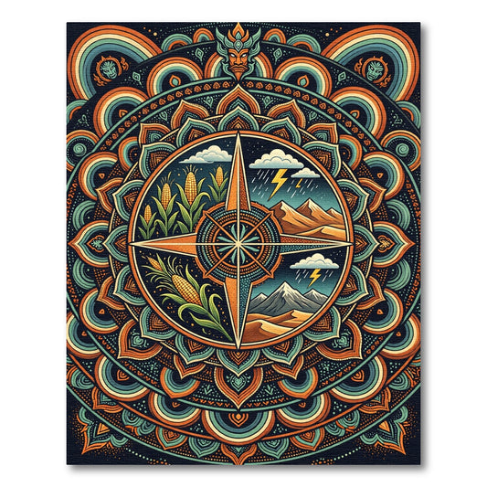 Sacred Maize Celestial Mandala Earthy Area Rug