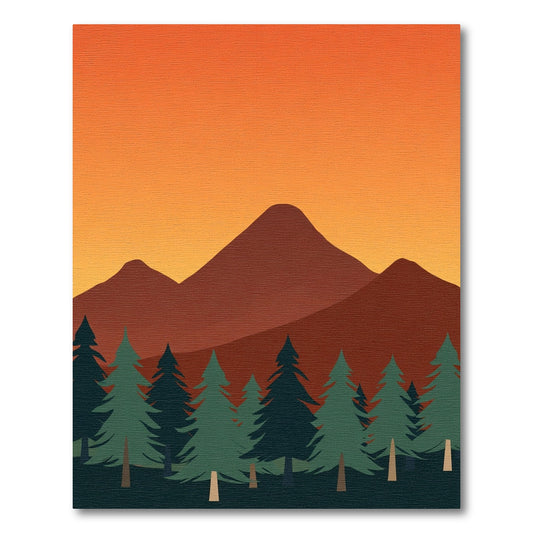 Amber Sunset Mountain Forest Landscape Rug