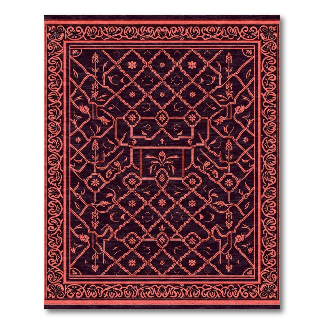 Coral Vine Medallion Lattice Rug