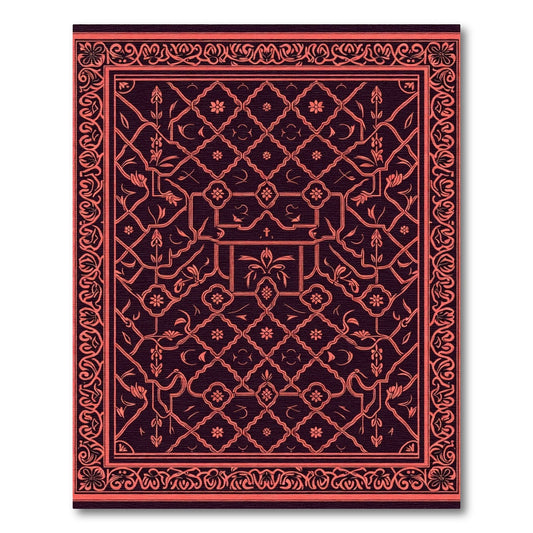 Coral Vine Medallion Lattice Rug