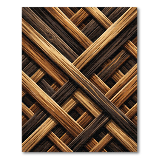 Interwoven Wood Texture Lattice Rug