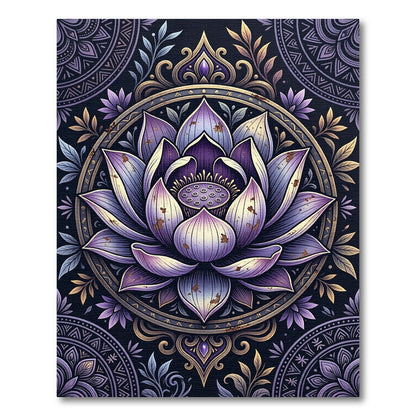 Ethereal Purple Lotus Mandala Art Rug