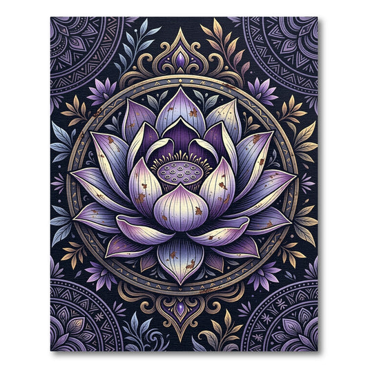 Ethereal Purple Lotus Mandala Art Rug