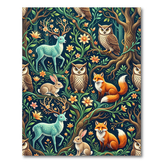 Enchanted Forest Wildlife Floral Meadow Rug