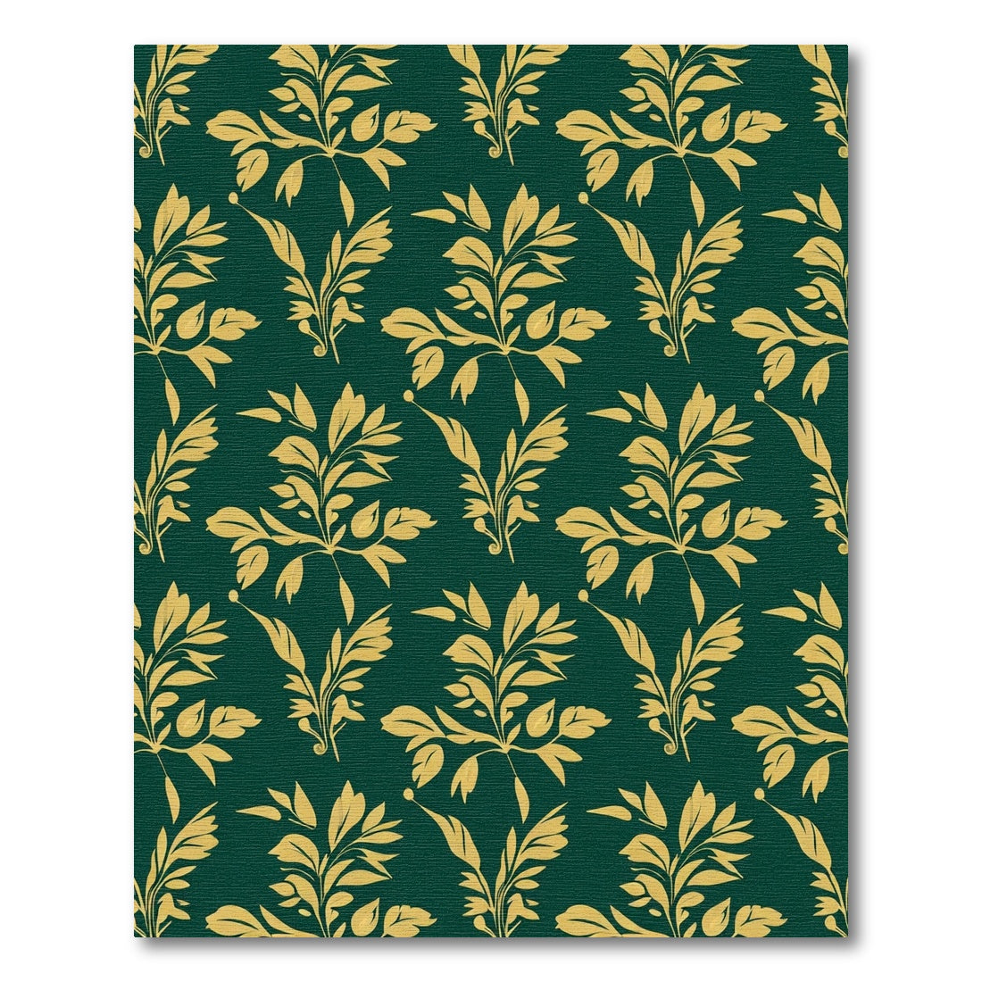 Golden Botanical Swirls On Emerald Rug