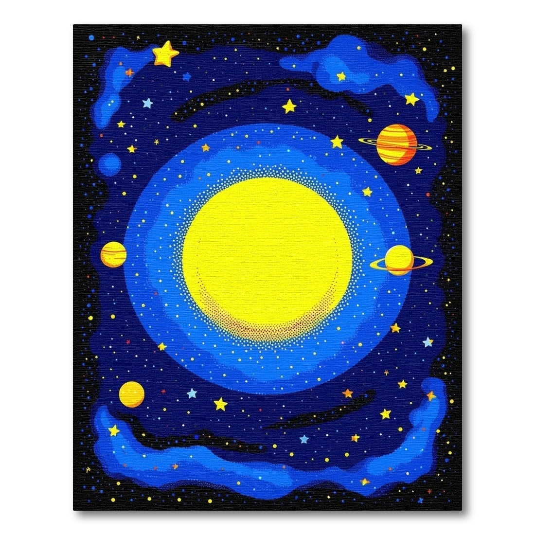 Vibrant Cosmic Sun Planets Stars Rug