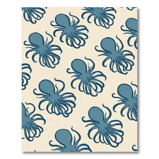Blue Octopus Repeating Pattern Rug