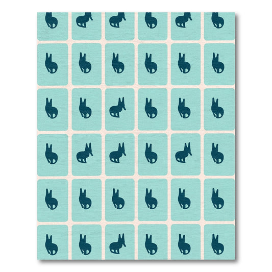 Teal Dog Silhouettes Tile Rug