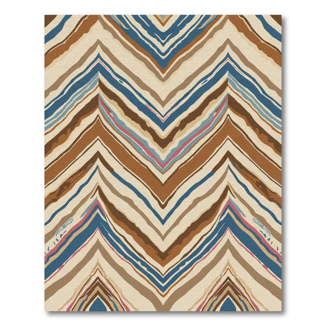 Earthy Blue Zigzag Chevron Stripes Rug
