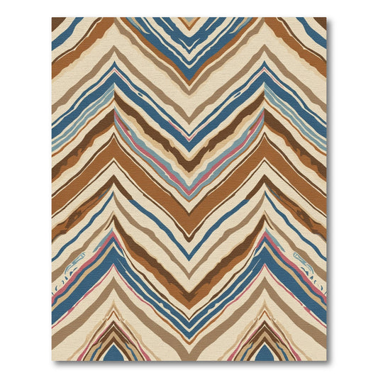 Earthy Blue Zigzag Chevron Stripes Rug