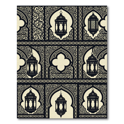 Black Ivory Lantern Archway Mosaic Rug