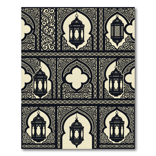 Black Ivory Lantern Archway Mosaic Rug