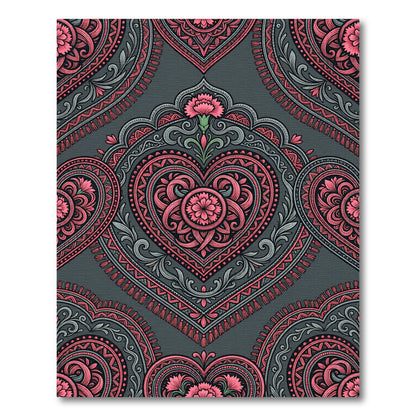 Vibrant Pink Floral Arch Heart Rug
