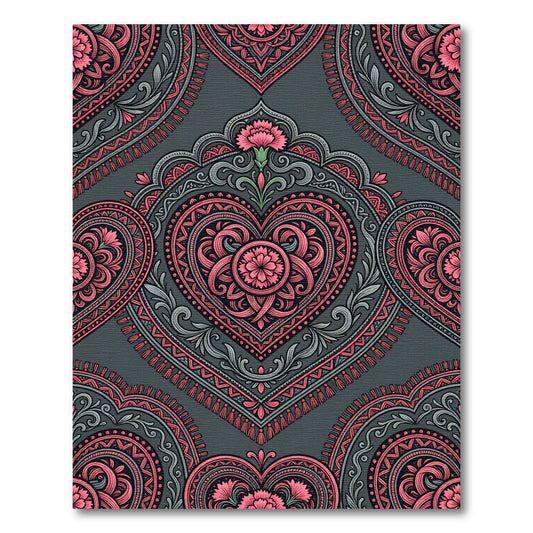 Vibrant Pink Floral Arch Heart Rug