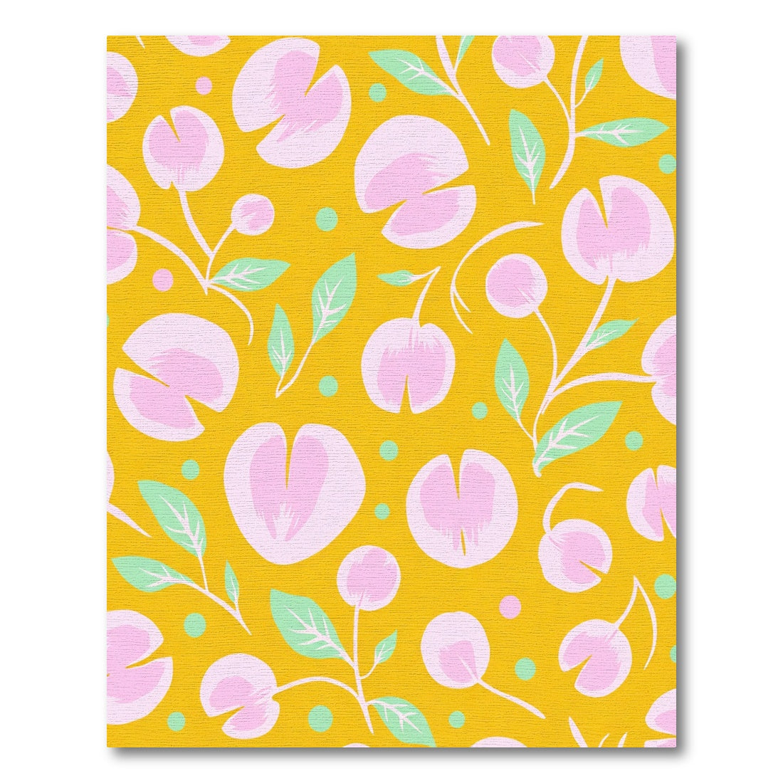 Golden Yellow Pink Floral Blossom Rug