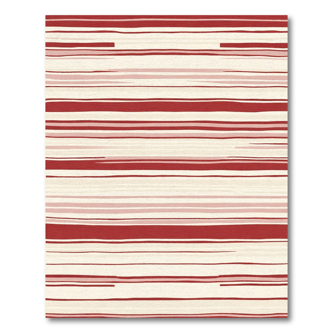 Crimson Cream Abstract Horizontal Lines Rug