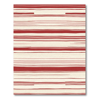 Crimson Cream Abstract Horizontal Lines Rug