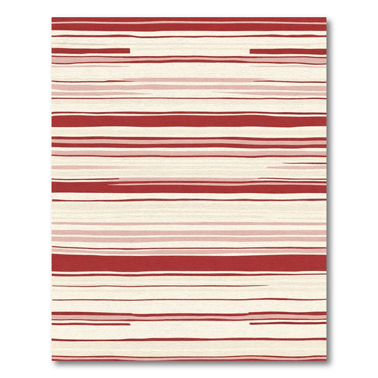 Crimson Cream Abstract Horizontal Lines Rug