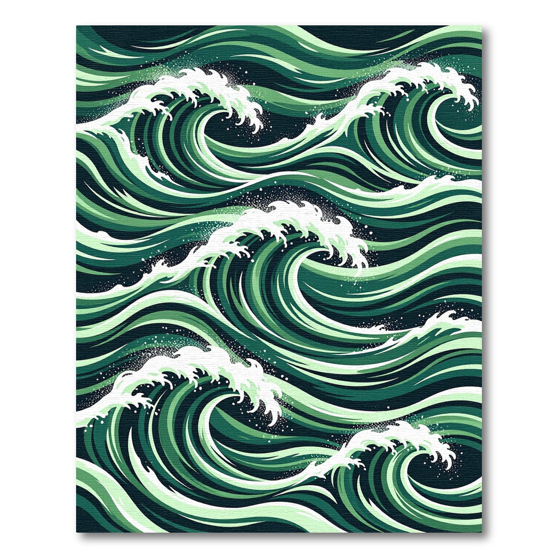 Deep Emerald Wavy Ocean Crests Rug