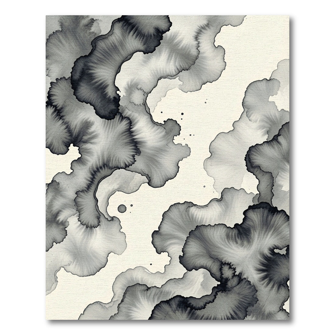 Monochrome Ink Wash Cloud Formations Rug