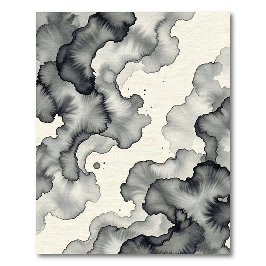 Monochrome Ink Wash Cloud Formations Rug
