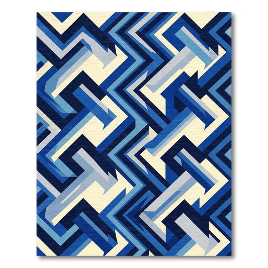 Modern Blue Geometric Angled Stripes Rug
