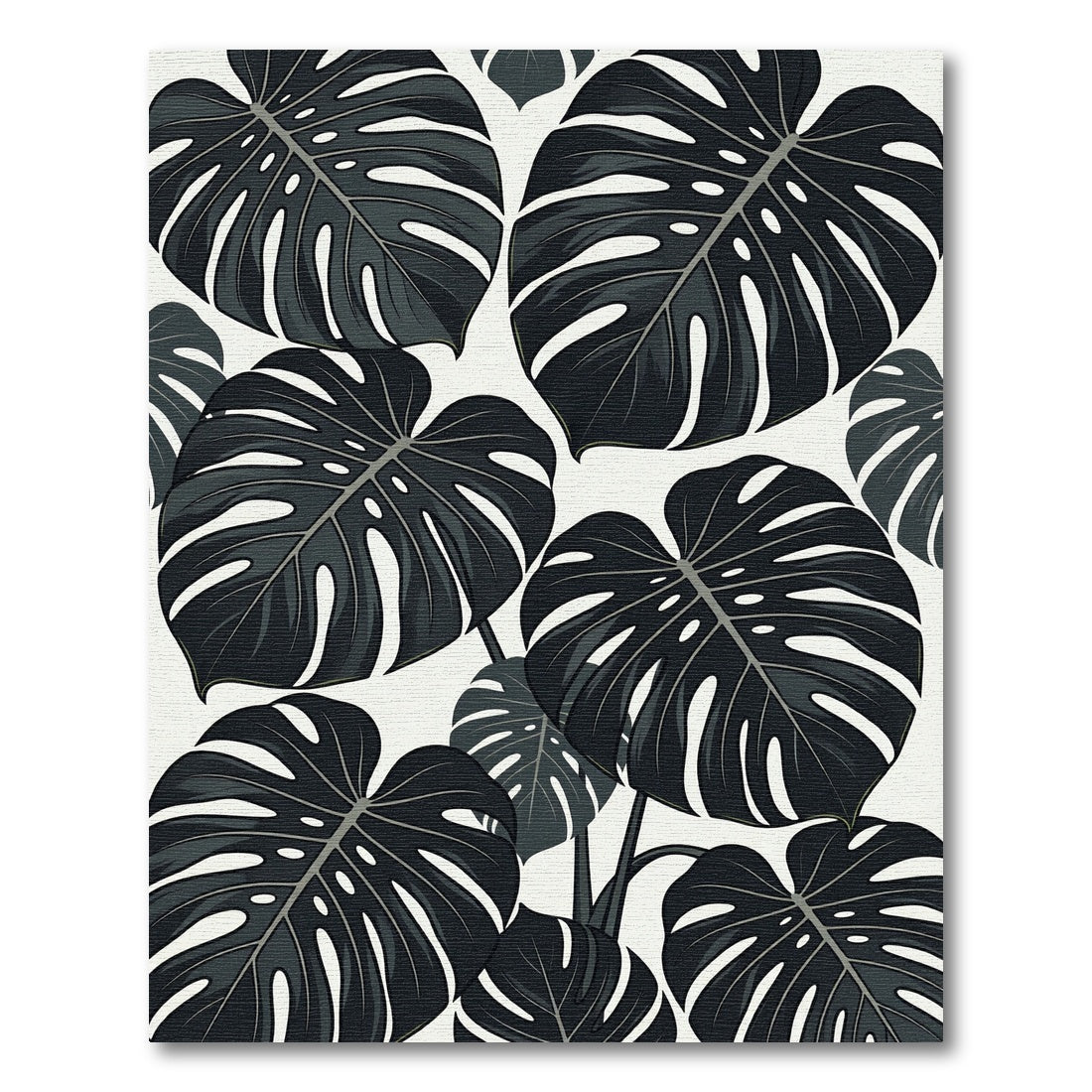 Monstera Leaves Dark Foliage Splash Rug