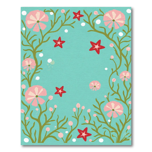 Whimsical Pink Floral Star Garden Rug