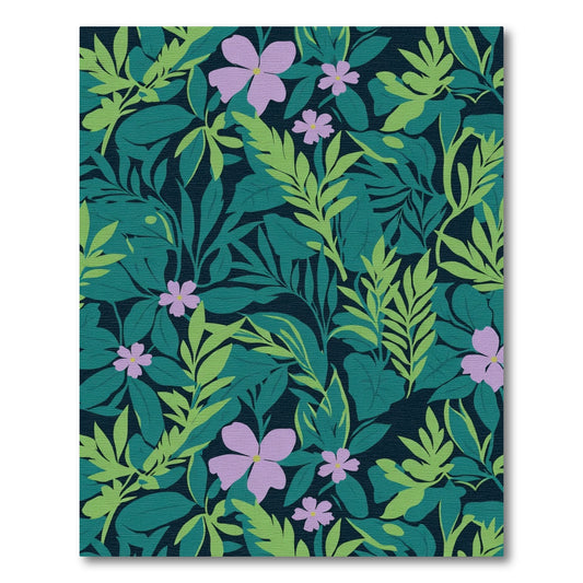 Deep Teal Tropical Flower Garden Rug