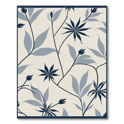Navy Blue Botanical Garden Flowing Vines Rug