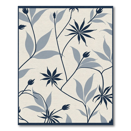 Navy Blue Botanical Garden Flowing Vines Rug