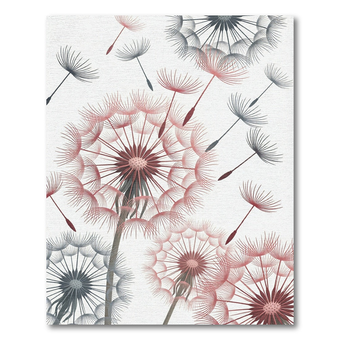 Whimsical Coral Gray Dandelion Field Rug