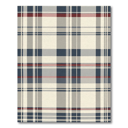 Tonal Blue Red Plaid Check Rug