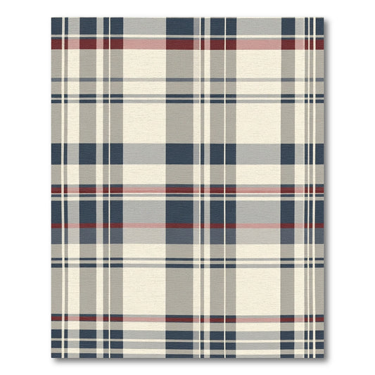 Tonal Blue Red Plaid Check Rug