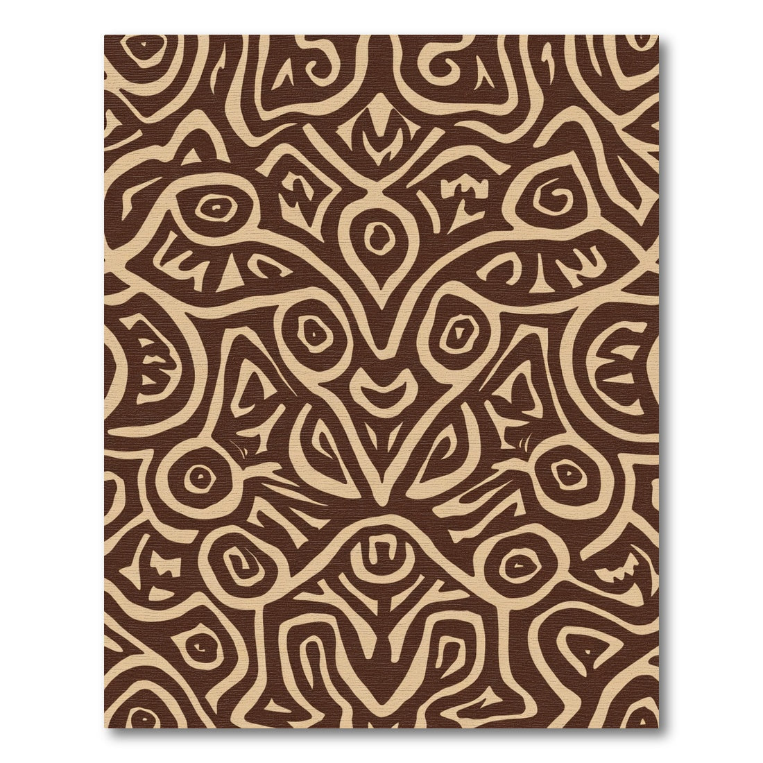 Brown Beige Abstract Tribal Swirl Rug