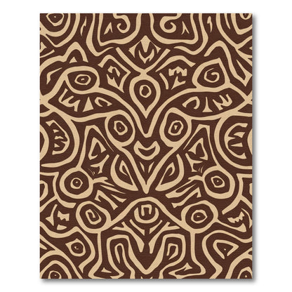 Brown Beige Abstract Tribal Swirl Rug