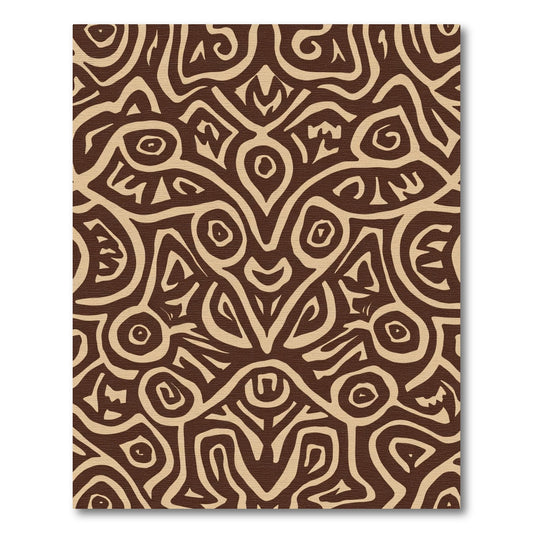 Brown Beige Abstract Tribal Swirl Rug