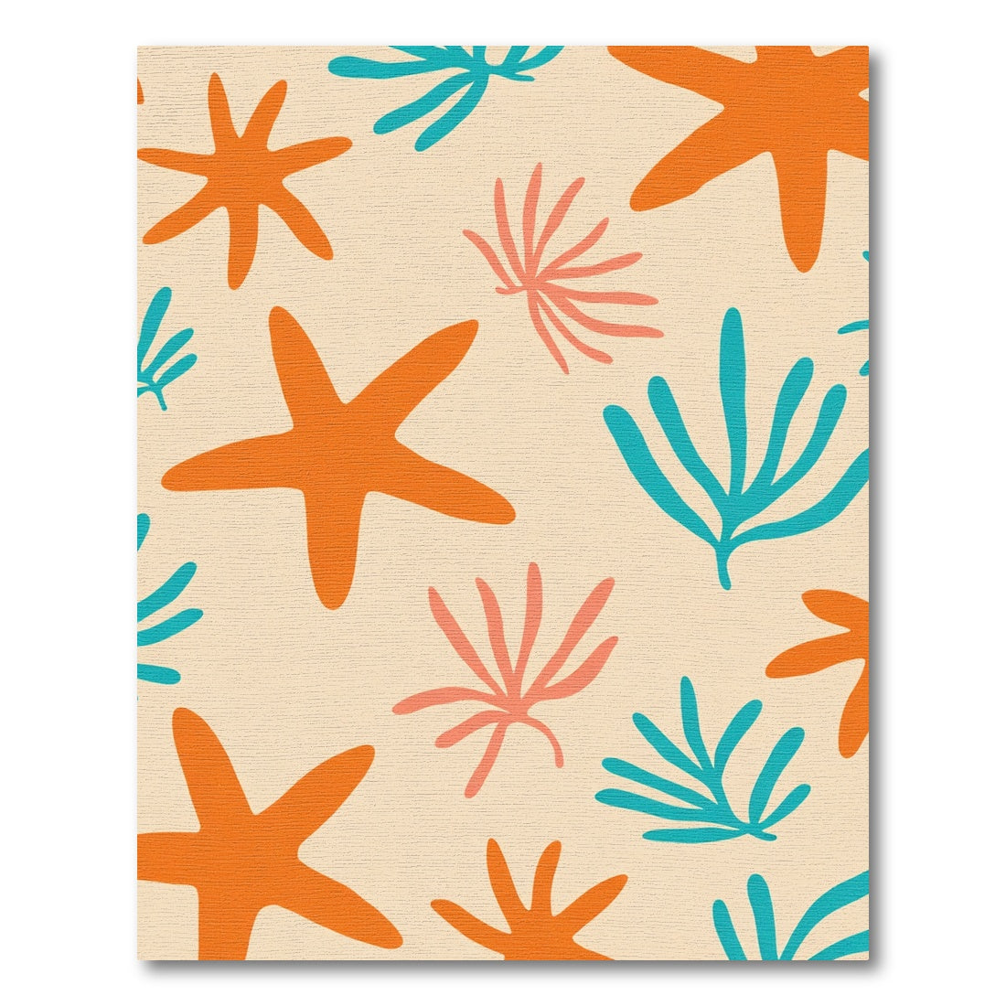 Coral Teal Starfish Seabed Texture Rug