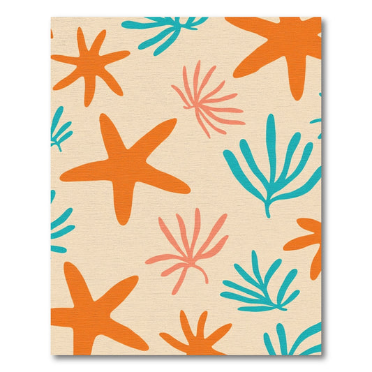 Coral Teal Starfish Seabed Texture Rug