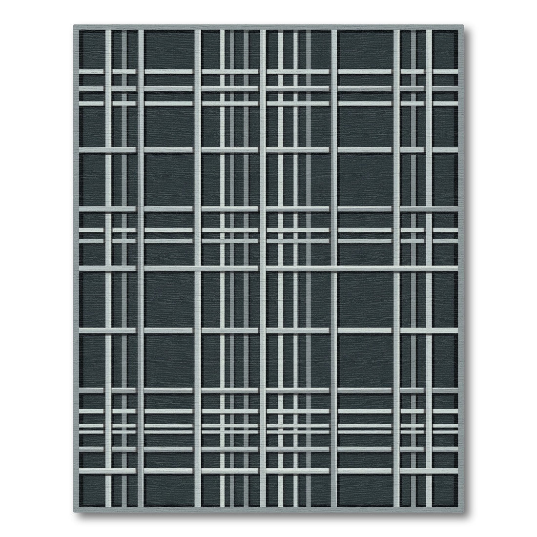 Modern Gray Plaid Grid Rug