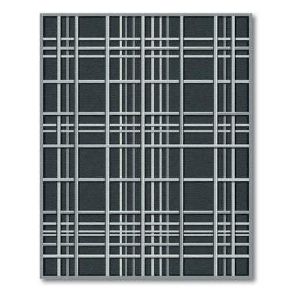 Modern Gray Plaid Grid Rug