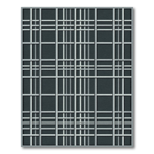 Modern Gray Plaid Grid Rug