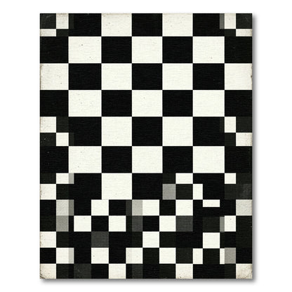 Monochromatic Checkered Grid Graphic Area Rug